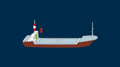 Luči plovila, ki opravlja podvodna dela (z omejeno sposobnostjo manevriranja, ko se ne premika po vodi, z oviro na svoji levi strani)