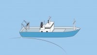 Znamenja plovila, ki ribari, vendar ne z vlečnimi mrežami, ribolovna oprema sega več kot 150 m vodoravno od plovila